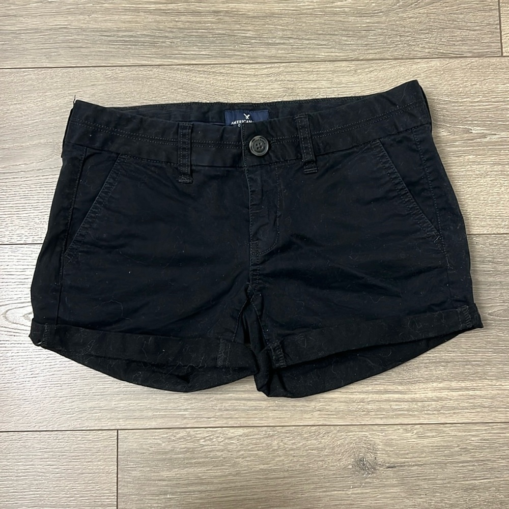 American Eagle Black Midi Shorts Size 0